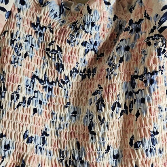 BCBG Pink And Blue girls smocked floral dress pre-owned XS size 5/6 - Picture 2 of 5